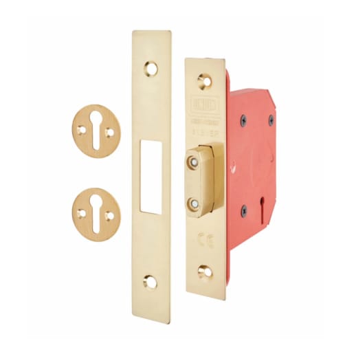 Union CE StrongBOLT 3 Lever Deadlock 68mm Polished Brass