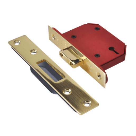 Union CE StrongBOLT 3 Lever Mortice Deadlock 81mm Polished Brass