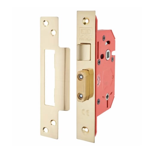 Union StrongBOLT 5 Lever Mortice Bathroom Lock 68mm Polished Brass