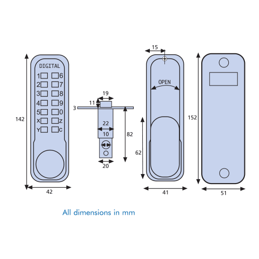 ERA Digital Door Lock 142 x 42mm Satin Chrome