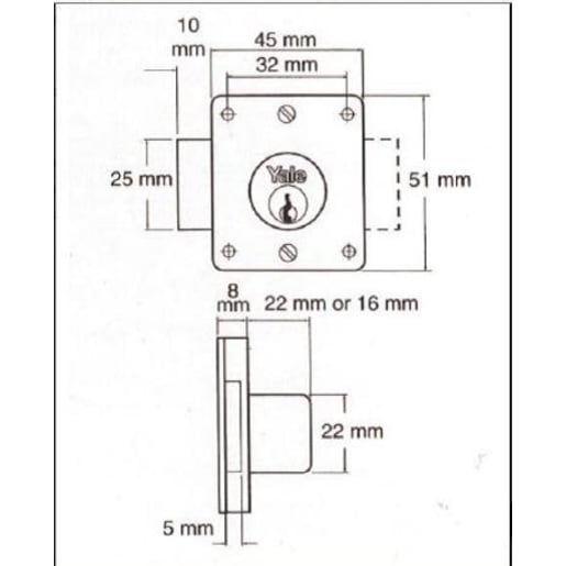 Yale Cupboard Deadlock 22mm W Polished Brass